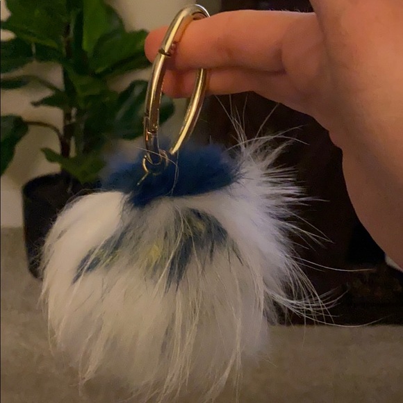 Yves Salomon Pink Fur Pom Pom Keychain Yves Salomon Yves Salomon fox fur pompom keychain